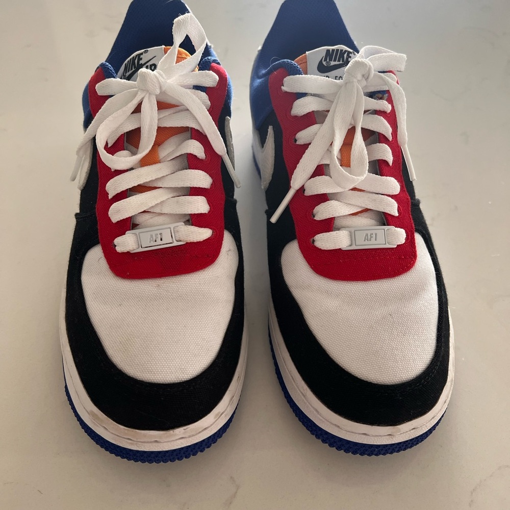 Nike Air Force 1 - Red, Black, and White with Blue Accents